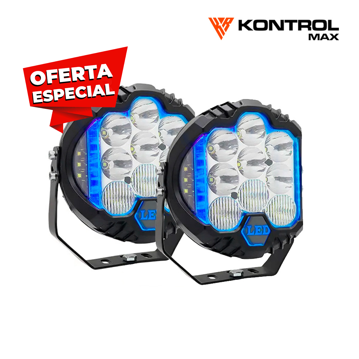 Faros Force Par 7″ Luz Blanca + DRL Azul 18.000LM