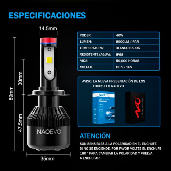 Foco Led K1 H1 8.000LM Chip Cob